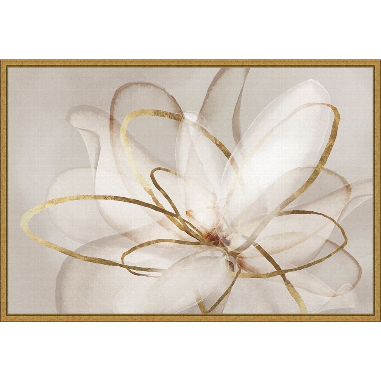Transparent Beauty III (Floral) by Eva Watts 23-in. W x 16-in. H. Canvas Wall Art Print Framed in Gold